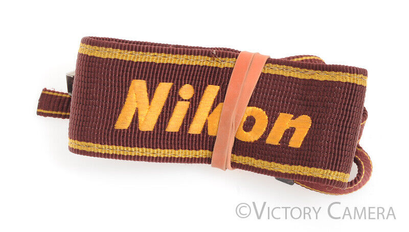 Nikon Genuine AN-6W Maroon / Yellow Camera Neck Strap w/ Engraved Metal for F4 - Victory Camera