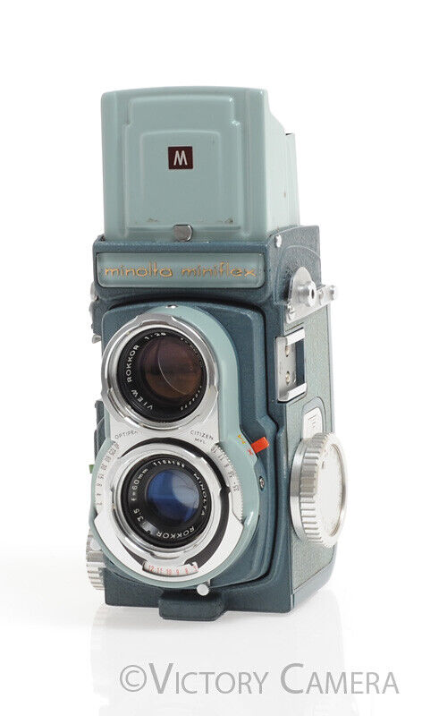 Rare Minolta Miniflex Blue 4x4 TLR Camera w/ Rokkor 60mm f3.5 -Clean in Case- - Victory Camera