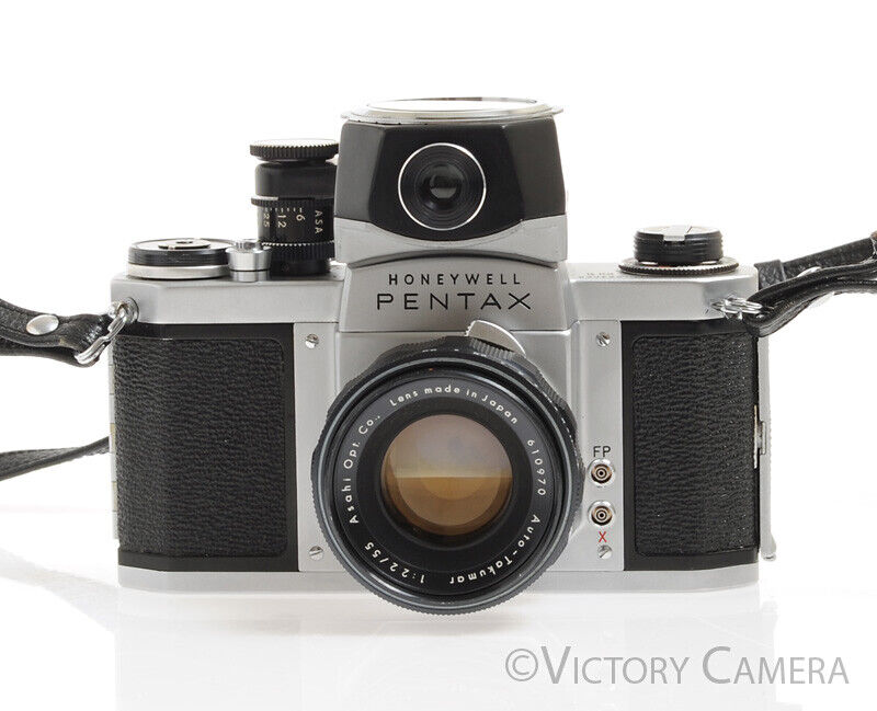 Pentax H1 Chrome 35mm SLR Camera w/ Meter &amp; Takumar 55mm f2.2 lens