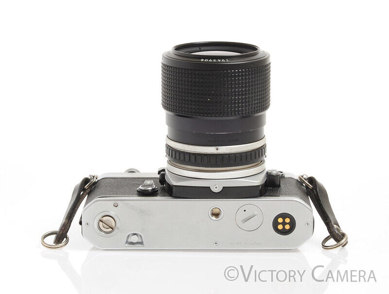 Nikon FM Chrome 35mm Film SLR Camera w/ Nikon E 36-72mm f3.5 Zoom Lens - Victory Camera