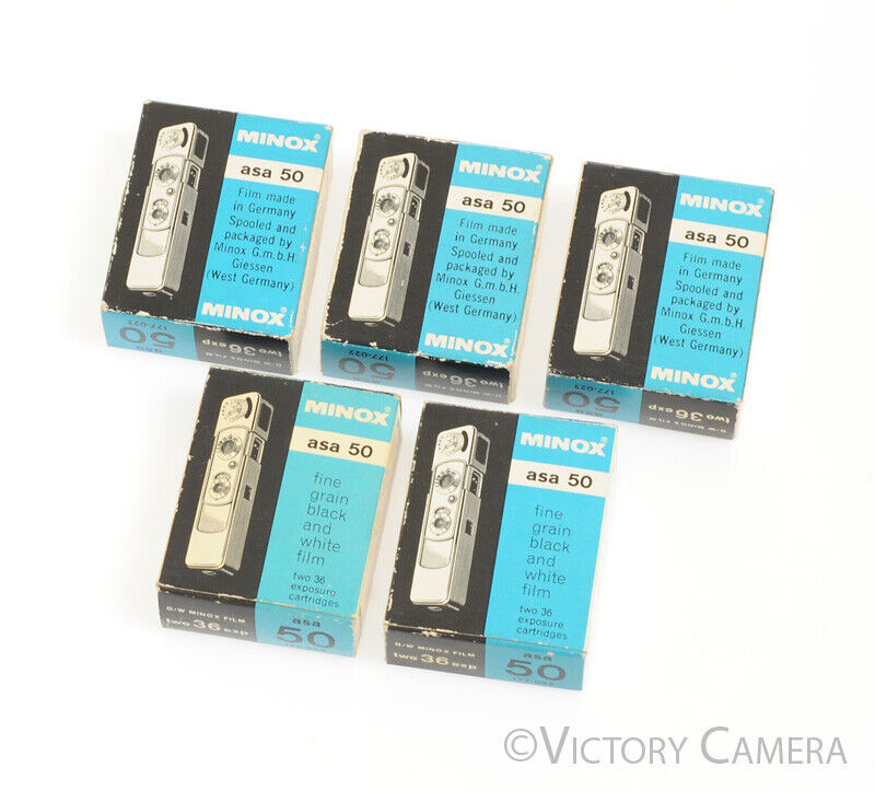 5x Minox ASA 50 Fine Grain Black &amp; White Film B/W Minox Film -Expired 1974- - Victory Camera