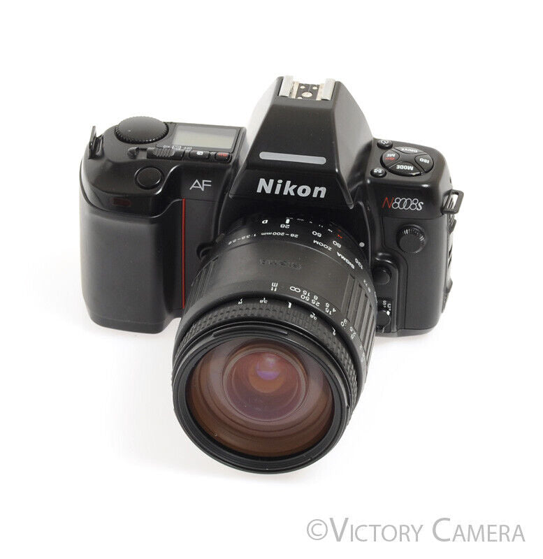 Nikon N8008s AF SLR 35mm Film Camera w/ 28-200mm Zoom Lens -Clean- - Victory Camera