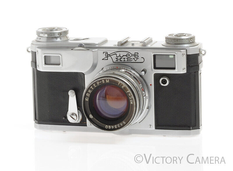 Kiev 2A Chrome Rangefinder (Contax IIa Copy) w/ 5cm f2 Lens -Cool-