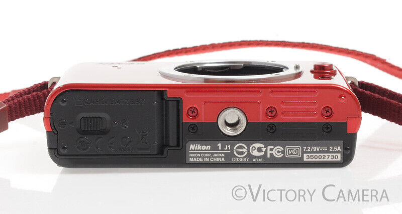 Nikon 1 J1 Red Mirrorless 10.1MP Digital Camera Body -As-Is, Parts or Repair- - Victory Camera