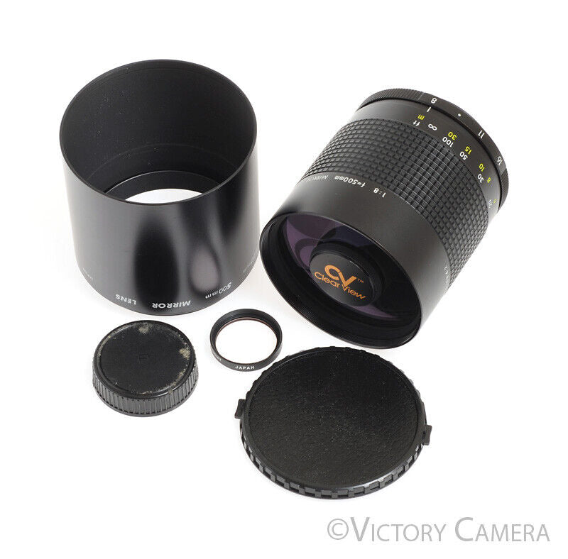ClearView 500mm f8 Multi-Coated Mirror Lens w/ Aperture Ring for M42 -Clean- - Victory Camera