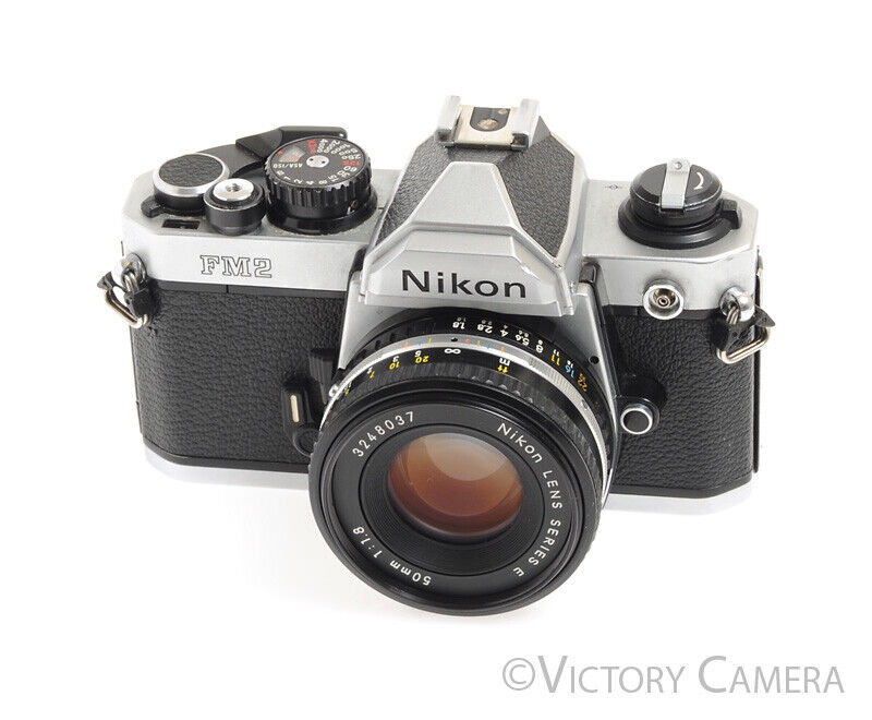 Nikon FM2 Chrome 35mm Film SLR w/ Nikon Series E 50mm f1.8 Lens -New Seals- - Victory Camera