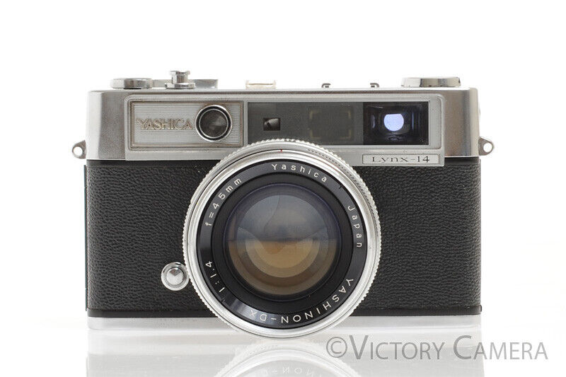 Yashica Lynx-14 Chrome 35mm Rangefinder Camera w/ 45mm f1.4 Lens -Parts, Fungus- - Victory Camera