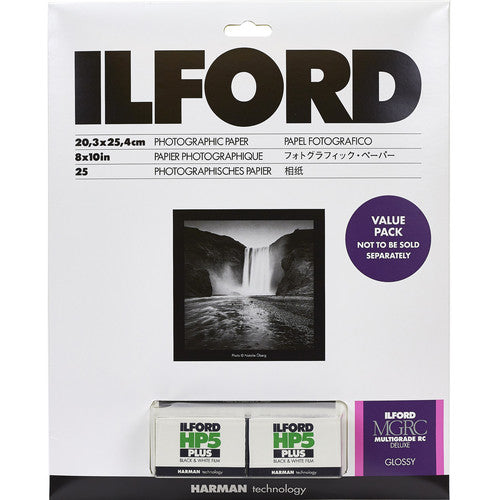 Ilford MULTIGRADE RC Deluxe Paper and HP5 Plus Value Pack (Glossy, 8 x 10", 25 Sheets) - Victory Camera