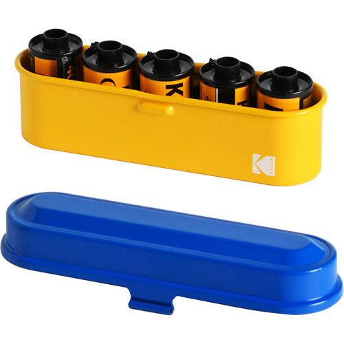 Kodak Steel 35mm Film Case Yellow/Blue - Holds 5 Rolls of Film