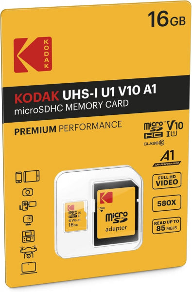 KODAK 16GB Class 10 UHS-I U1 MicroSDHC Card with Adapter - Victory Camera