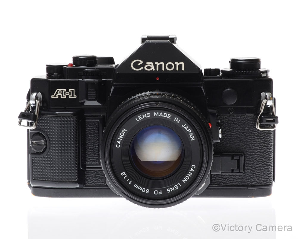 Canon A-1 A1 Black 35mm Film SLR Camera w/ 50mm f1.8 Lens [EXC] - Victory Camera