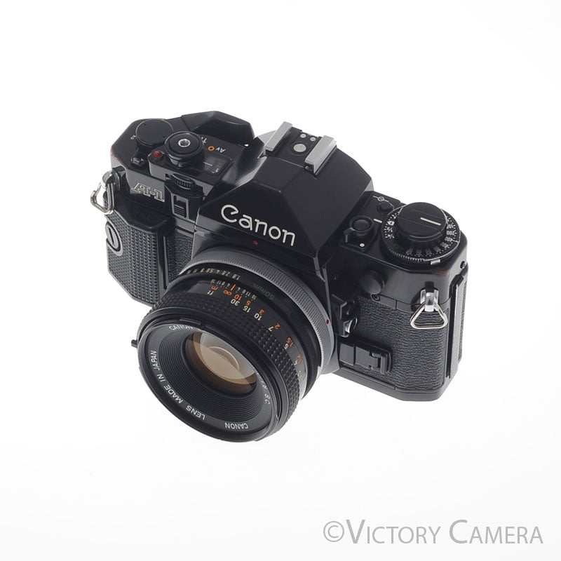 Canon A-1 A1 Black 35mm Film SLR Camera w/ 50mm f1.8 Lens -CLA'd- [EXC] - Victory Camera