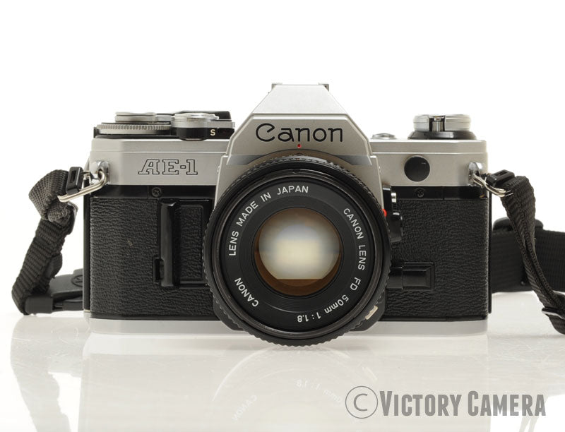 Canon AE-1 35mm Chrome Camera w/ 50mm f1.8 Prime Lens [EXC] - Victory Camera
