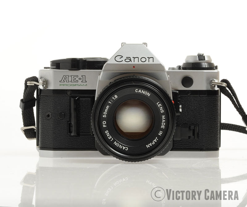 Canon AE-1 Program Chrome 35mm Film SLR Camera 50mm f1.8 Lens  [EXC+] - Victory Camera