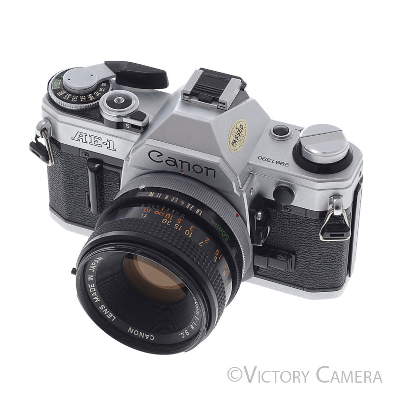 Canon AE-1 35mm Chrome Camera w/ 50mm f1.8 Prime Lens [EXC+]