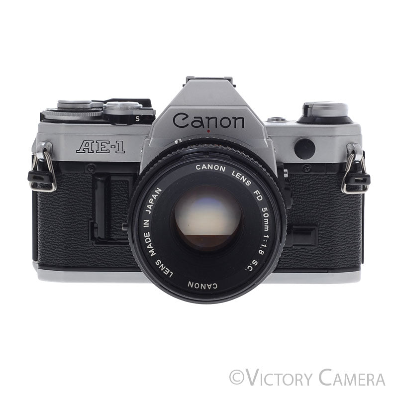 Canon AE-1 35mm Chrome Camera w/ 50mm f1.8 Prime Lens [EXC+]