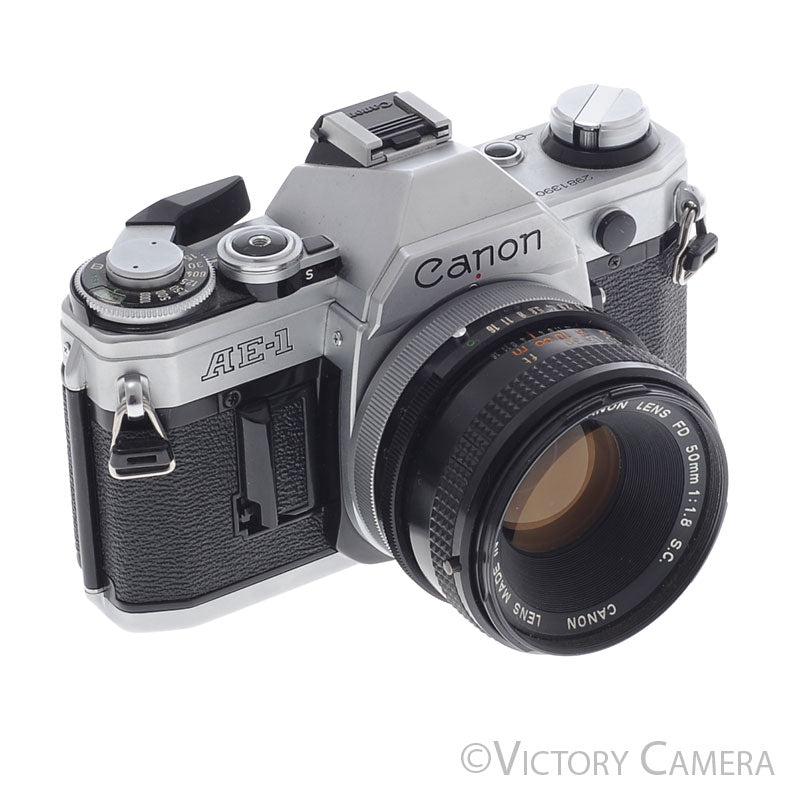 Canon AE-1 35mm Chrome Camera w/ 50mm f1.8 Prime Lens [EXC+]