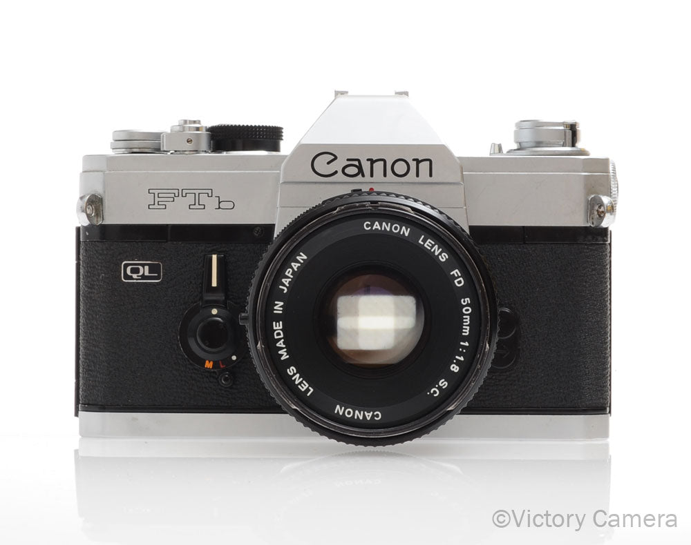 Canon FTb QL Chrome 35mm SLR Camera w/ 50mm f1.8 Lens [EXC] - Victory Camera