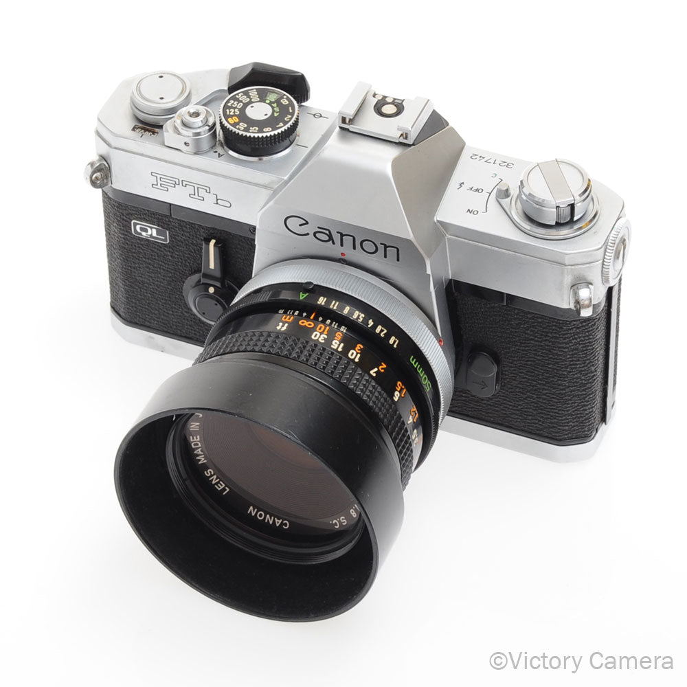 Canon FTb QL Chrome 35mm SLR Camera w/ 50mm f1.8 Lens [EXC] - Victory Camera