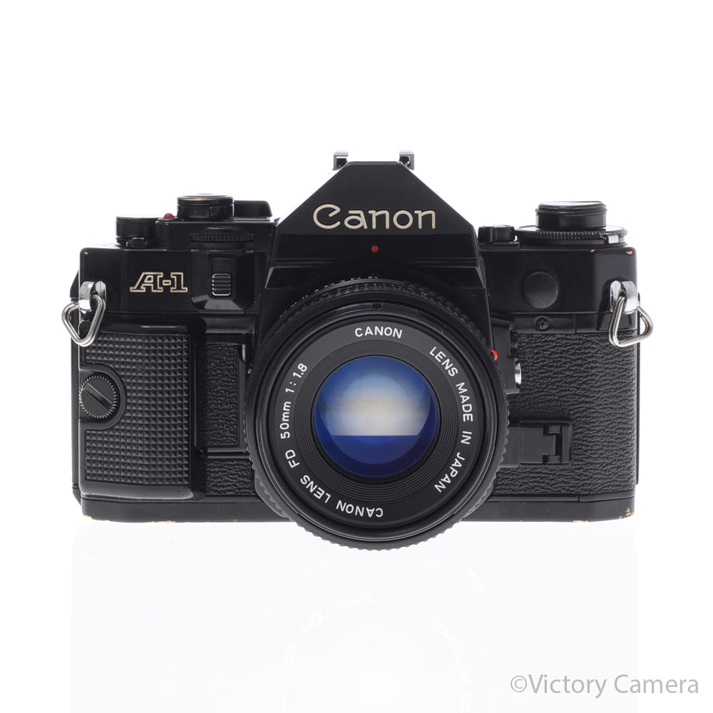 Canon A-1 A1 Black 35mm Film SLR Camera w/ 50mm f1.8 Lens [EXC-] image 1