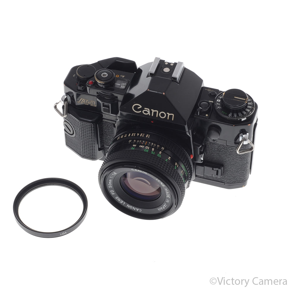 Canon A-1 A1 Black 35mm Film SLR Camera w/ 50mm f1.8 Lens [EXC-] image 5