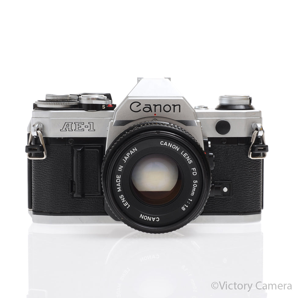 Canon AE-1 35mm Chrome Camera w/ 50mm f1.8 Prime Lens [EXC+] - Victory Camera
