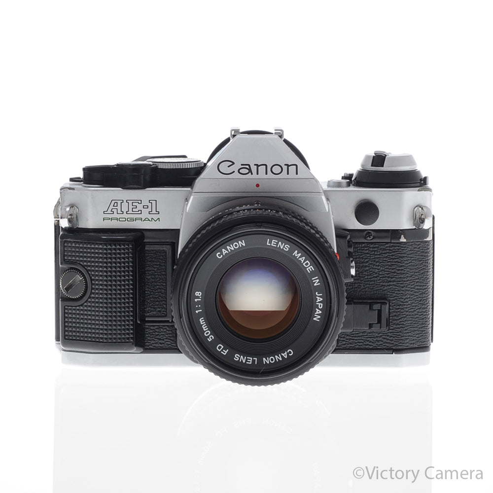Canon AE-1 Program Chrome 35mm Film SLR Camera 50mm f1.8 Lens [EXC-] - Victory Camera