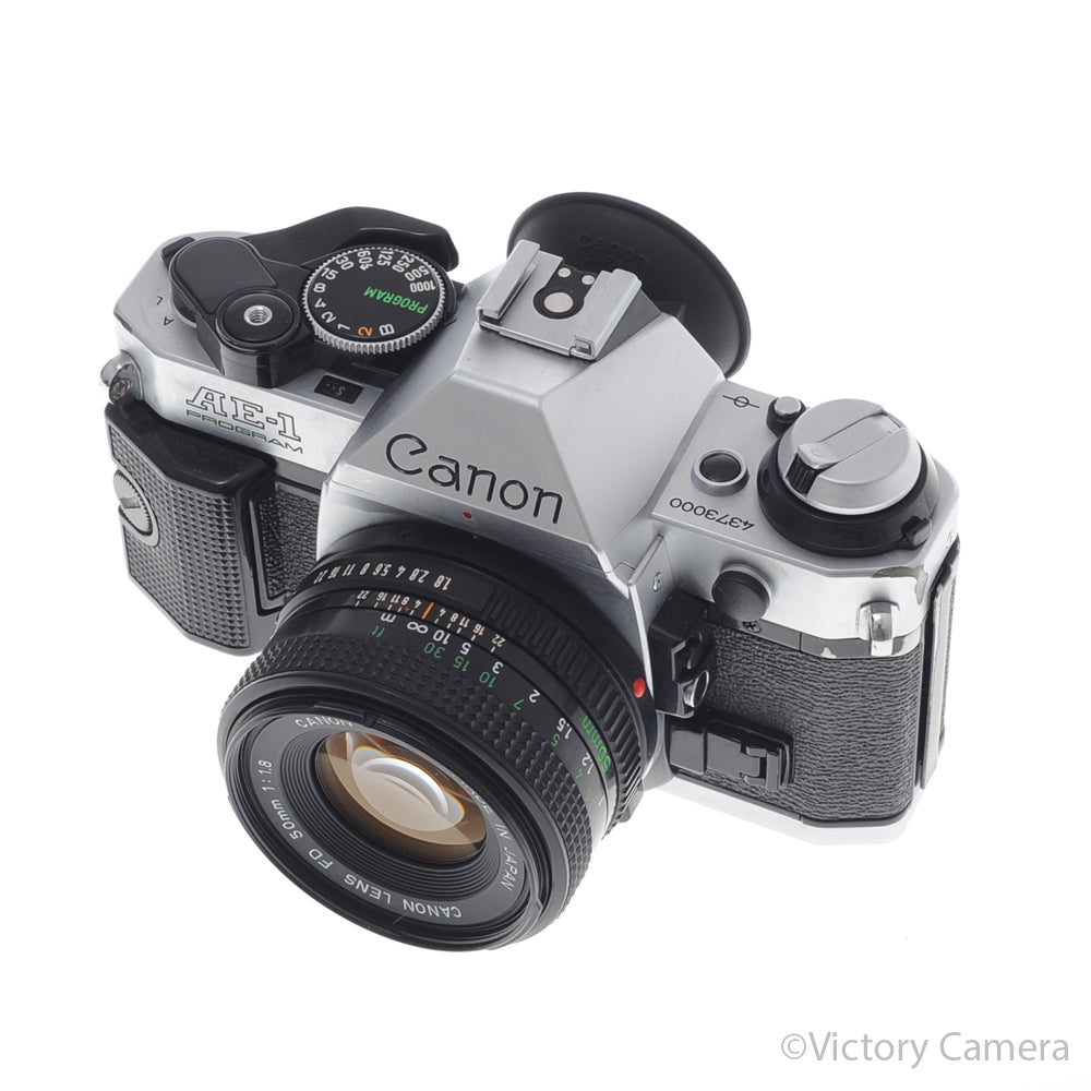 Canon AE-1 Program Chrome 35mm Film SLR Camera 50mm f1.8 Lens [EXC-] image 2