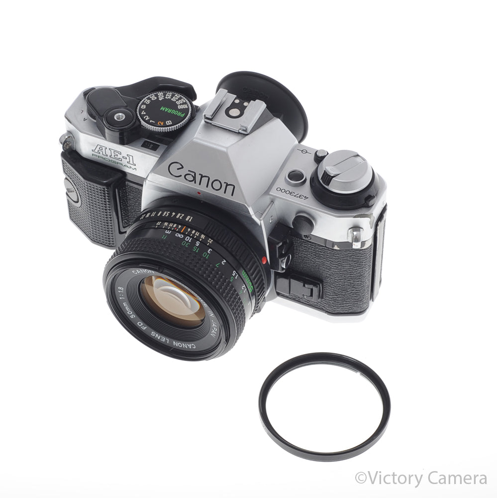 Canon AE-1 Program Chrome 35mm Film SLR Camera 50mm f1.8 Lens [EXC-] image 5