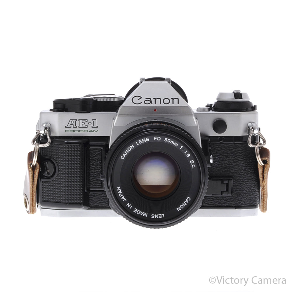 Canon AE-1 Program Chrome 35mm Film SLR Camera 50mm f1.8 Lens [EXC+] - Victory Camera