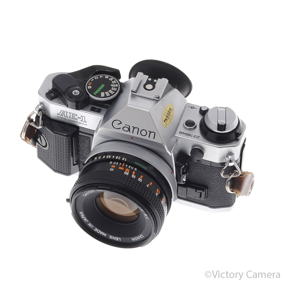 Canon AE-1 Program Chrome 35mm Film SLR Camera 50mm f1.8 Lens [EXC+] - Victory Camera