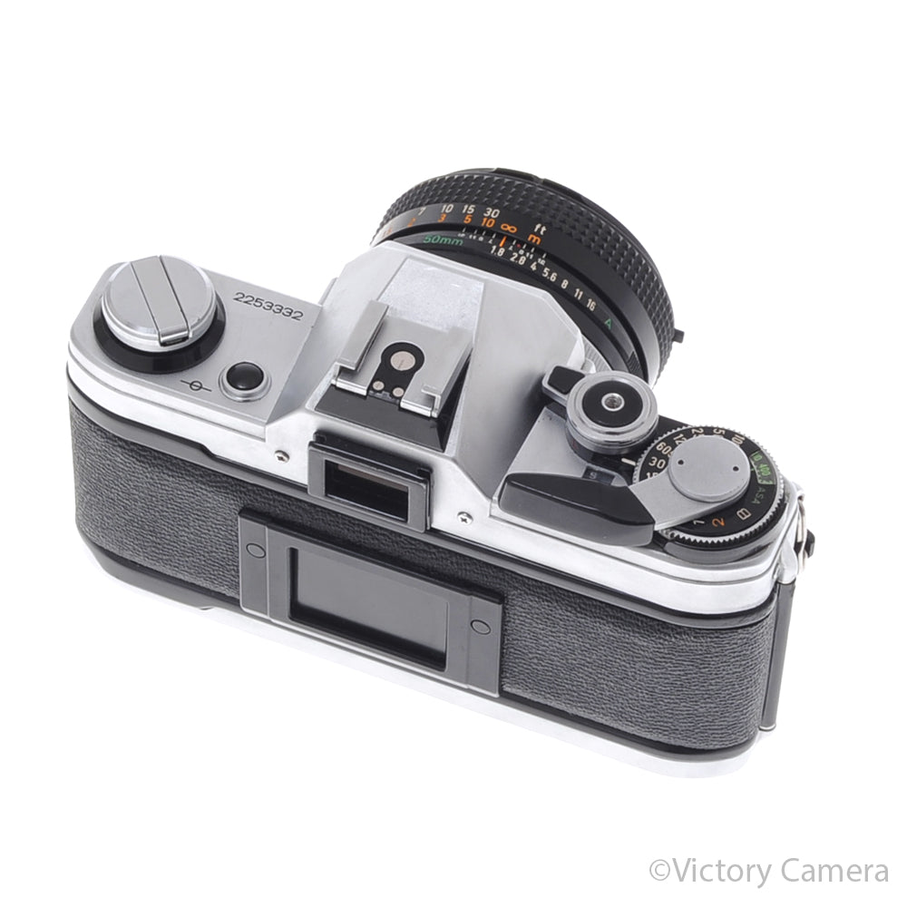 Canon AE-1 35mm Chrome Camera w/ 50mm f1.8 Prime Lens [EXC] - Victory Camera