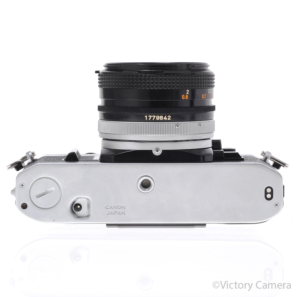 Canon AE-1 35mm Chrome Camera w/ 50mm f1.8 Prime Lens [EXC] - Victory Camera