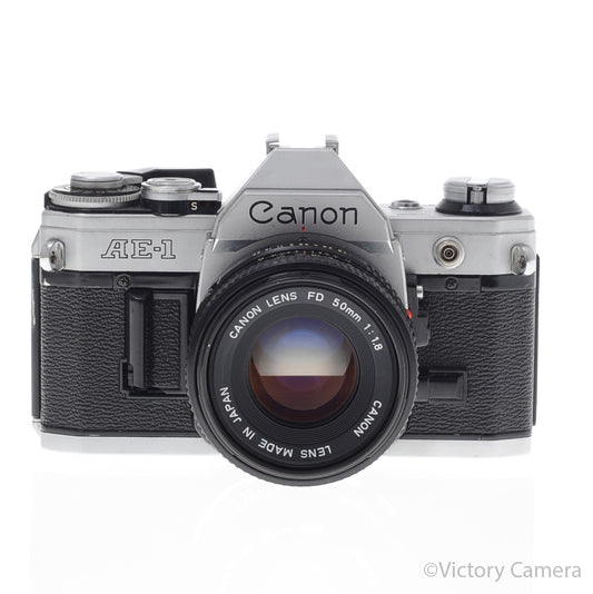 Canon AE-1 35mm Chrome Camera w/ 50mm f1.8 Prime Lens [EXC-] image 1