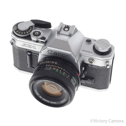 Canon AE-1 35mm Chrome Camera w/ 50mm f1.8 Prime Lens [EXC-] image 2
