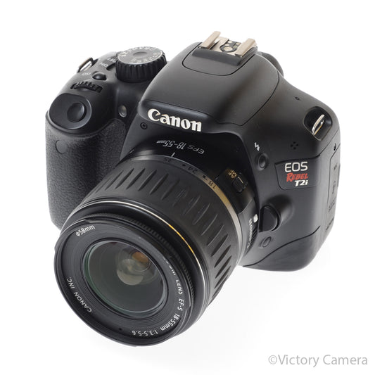 Canon EOS Rebel T2i 18MP DSLR w/ EF-S 18-55mm F3.5-5.6 Lens -Clean [EXC] image 2