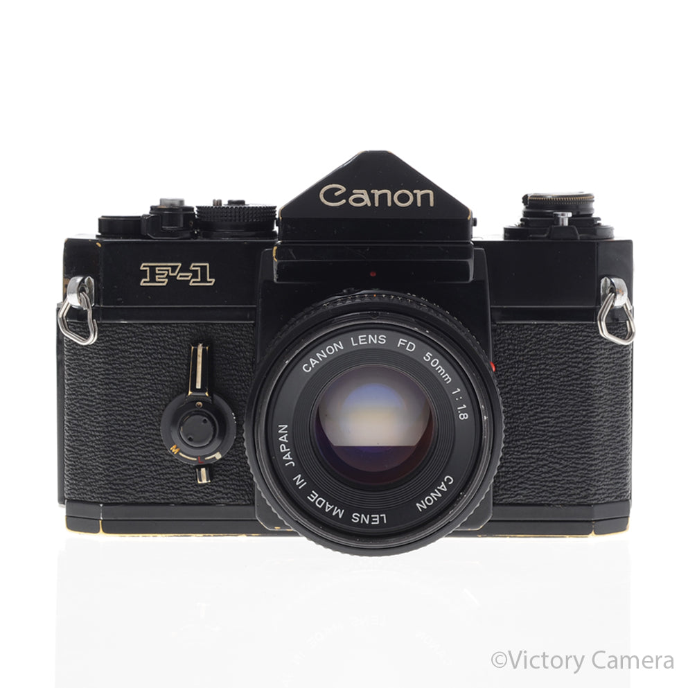 Canon F1 F-1 Black 35mm Camera Body w/ 50mm f1.8 Lens [EXC-] image 1