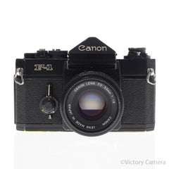Canon F1 F-1 Black 35mm Camera Body w/ 50mm f1.8 Lens [EXC-]