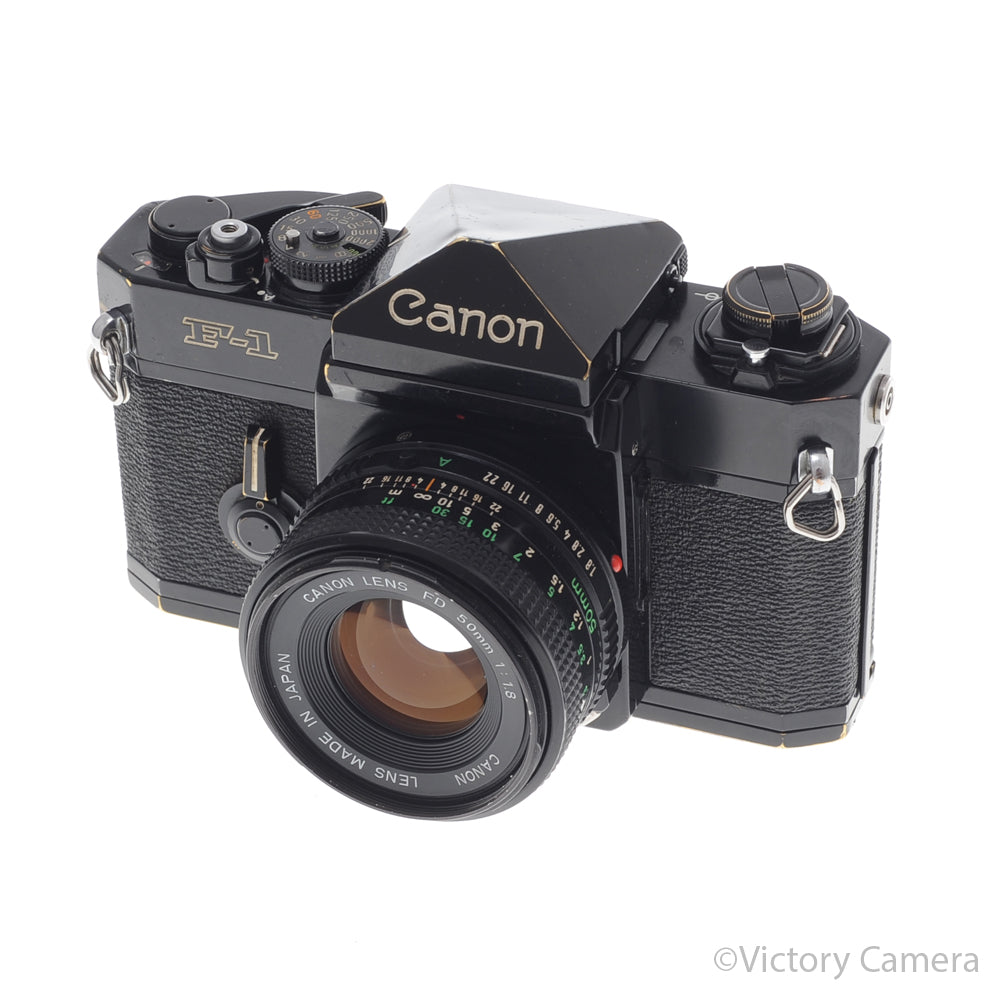 Canon F1 F-1 Black 35mm Camera Body w/ 50mm f1.8 Lens [EXC-] image 2