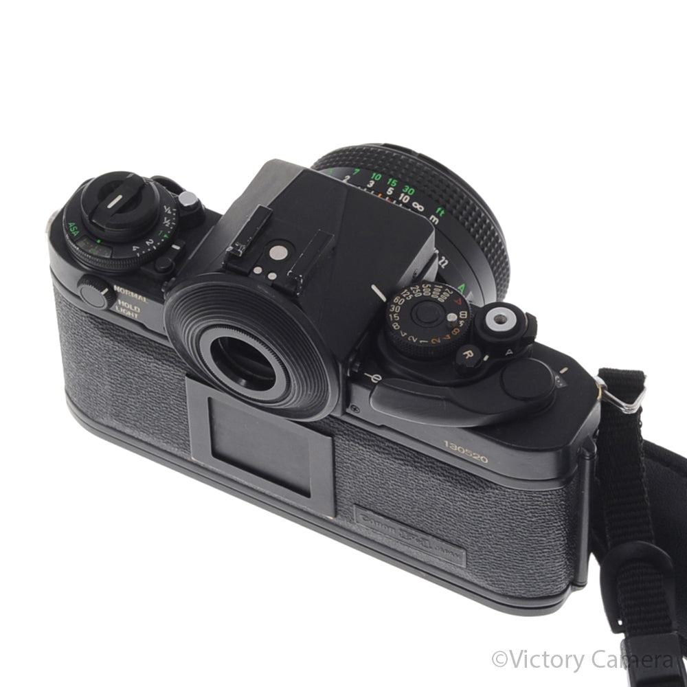 Canon F1 New F-1 Black 35mm Camera Body w/ 50mm f1.8 Lens [EXC] - Victory Camera