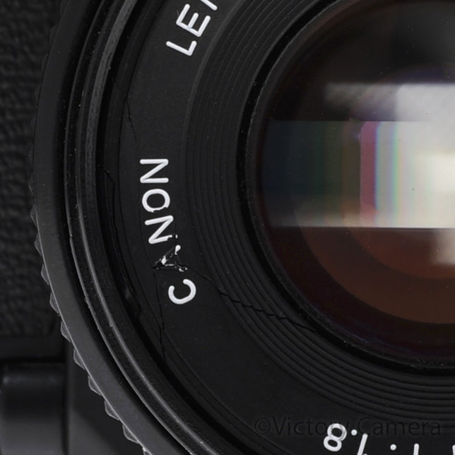 Canon F1 New F-1 Black 35mm Camera Body w/ 50mm f1.8 Lens [EXC] - Victory Camera