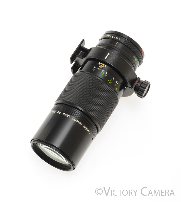 Canon NFD 200mm f4 Macro Lens w/ Tripod Collar & Case [EXC+] - Victory Camera