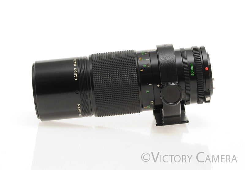 Canon NFD 200mm f4 Macro Lens w/ Tripod Collar &amp; Case [EXC+] - Victory Camera