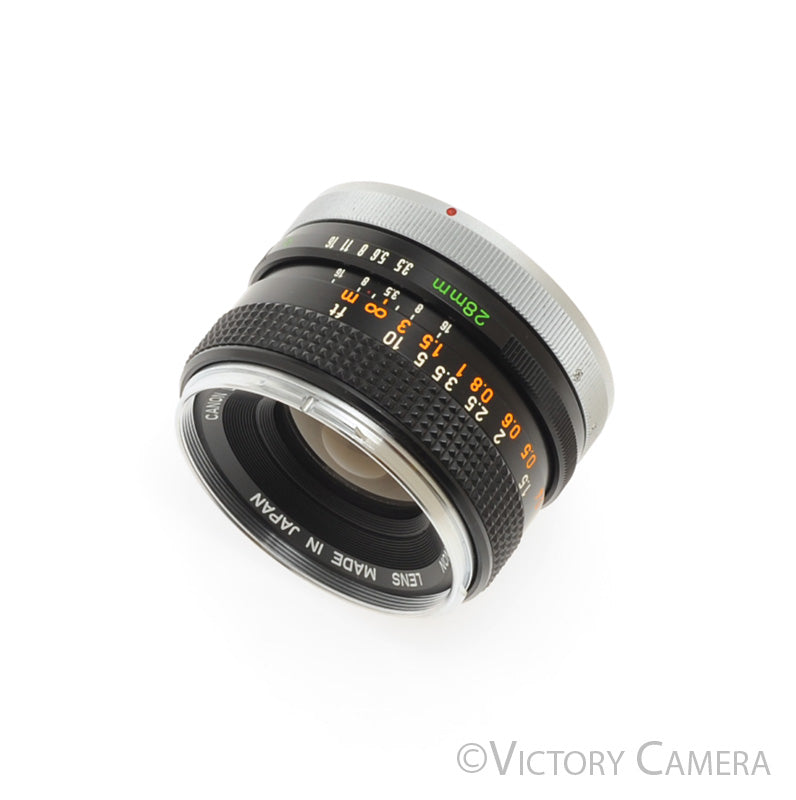 Canon 28mm f3.5 FD Chrome Rim Manual Focus Wide Angle Lens [GOOD] - Victory Camera