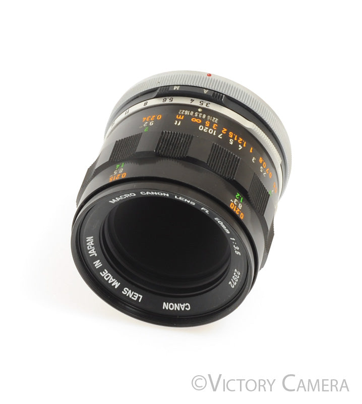 Canon FL 50mm f3.5 Macro Prime Lens w/ Life Size Adapter 1:1 Extension [EX+] - Victory Camera
