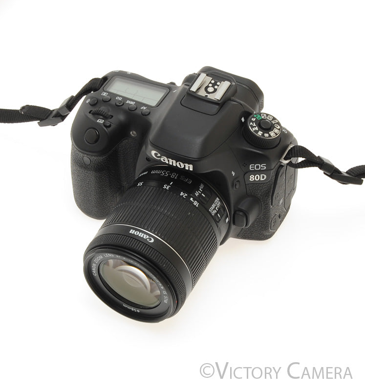 Canon EOS 80D 24.2MP DSLR Camera Body w/ 18-55mm f3.5-5.6 Lens [EXC] - Victory Camera