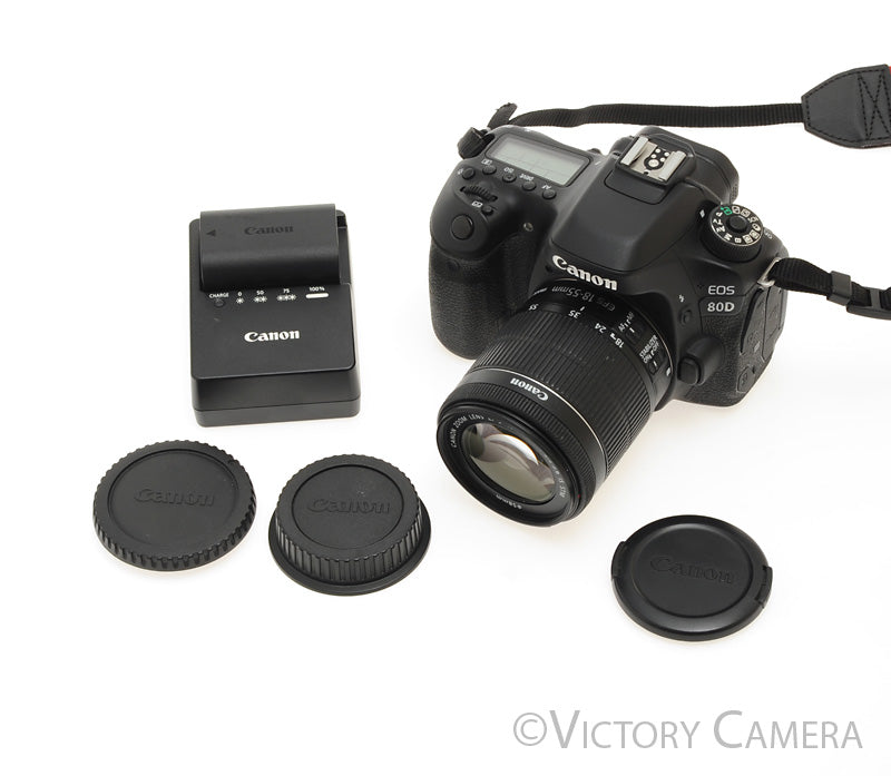 Canon EOS 80D 24.2MP DSLR Camera Body w/ 18-55mm f3.5-5.6 Lens [EXC] - Victory Camera