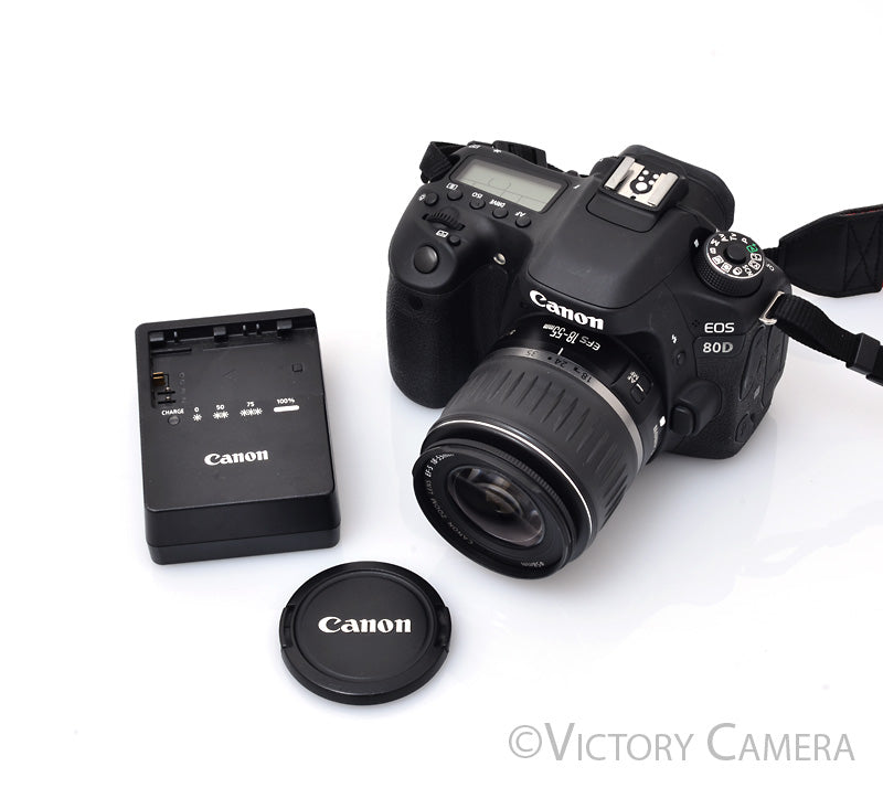 Canon EOS 80D 24.2MP DSLR Camera Body w/ 18-55mm f3.5-5.6 Lens  [EXC] - Victory Camera