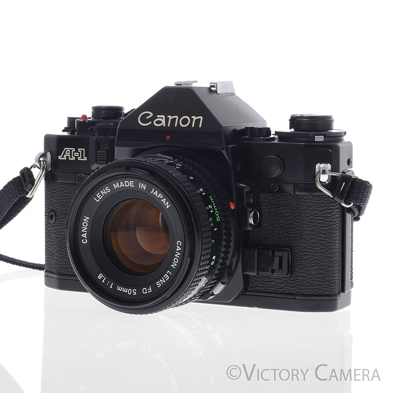 Canon A-1 A1 Black 35mm Film SLR Camera w/ 50mm f1.8 Lens  [EXC] - Victory Camera