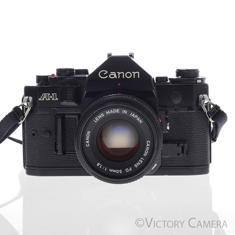 Canon A-1 A1 Black 35mm Film SLR Camera w/ 50mm f1.8 Lens  [EXC] - Victory Camera